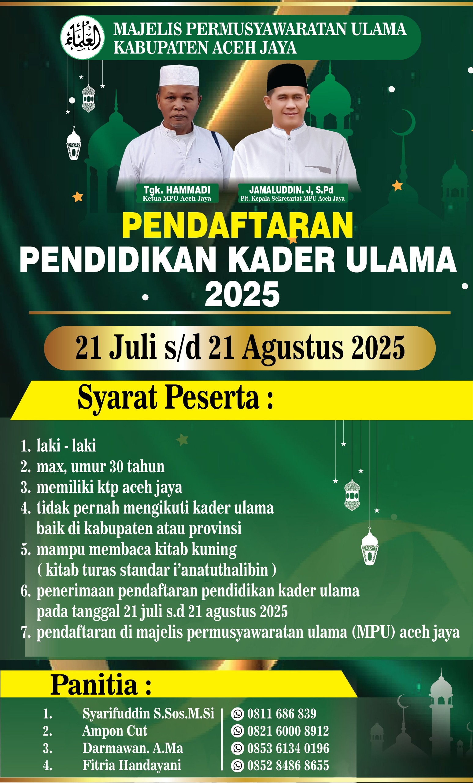 Pendaftaran Program Pendidikan Kader Ulama (PKU) Tahun 2025